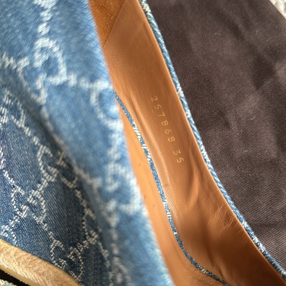 Gucci wedge shoes denim. Worn 3 times. Like new with dust bag. Size is 35. - Picture 6 of 6